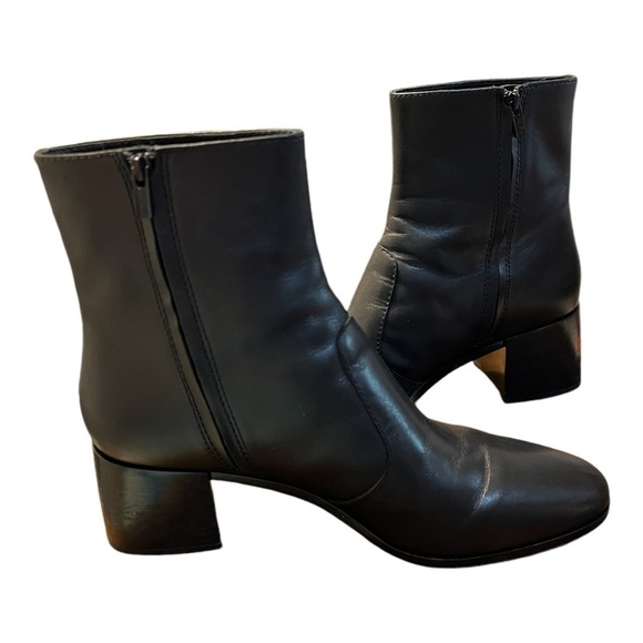 Loeffler Randall Grant Leather Ankle  Bootie in Black Chunky Heel Size 9B - Picture 2 of 14